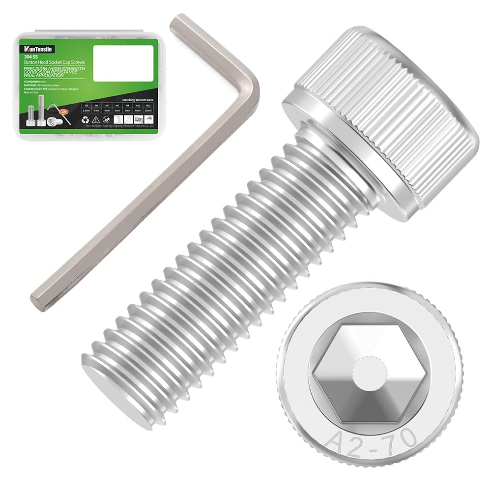 200 Pcs M3 x 10mm Hex Socket Cap Head Screws Bolts - 304 Stainless Steel