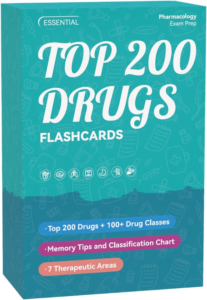 Top 200 Drugs Flashcards: Pharmacology Flash Cards for Nursing Pharmacology & Paramedic Students | Nursing School