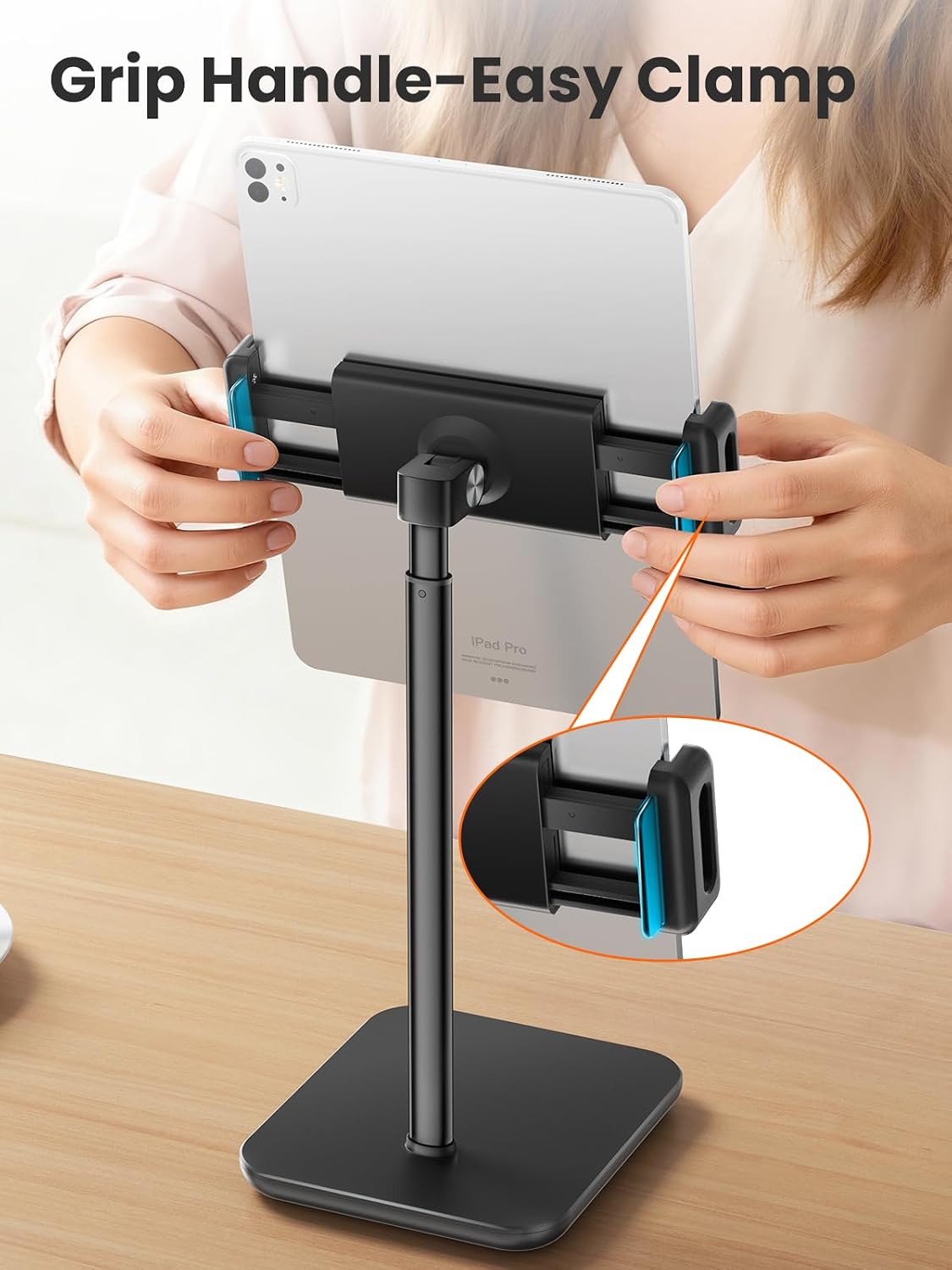 Height Adjustable Tablet Stand, 3.5lb (1.6kg) Max Support, Up to 18" Tall, Slim Portable Monitors Stand Compatible