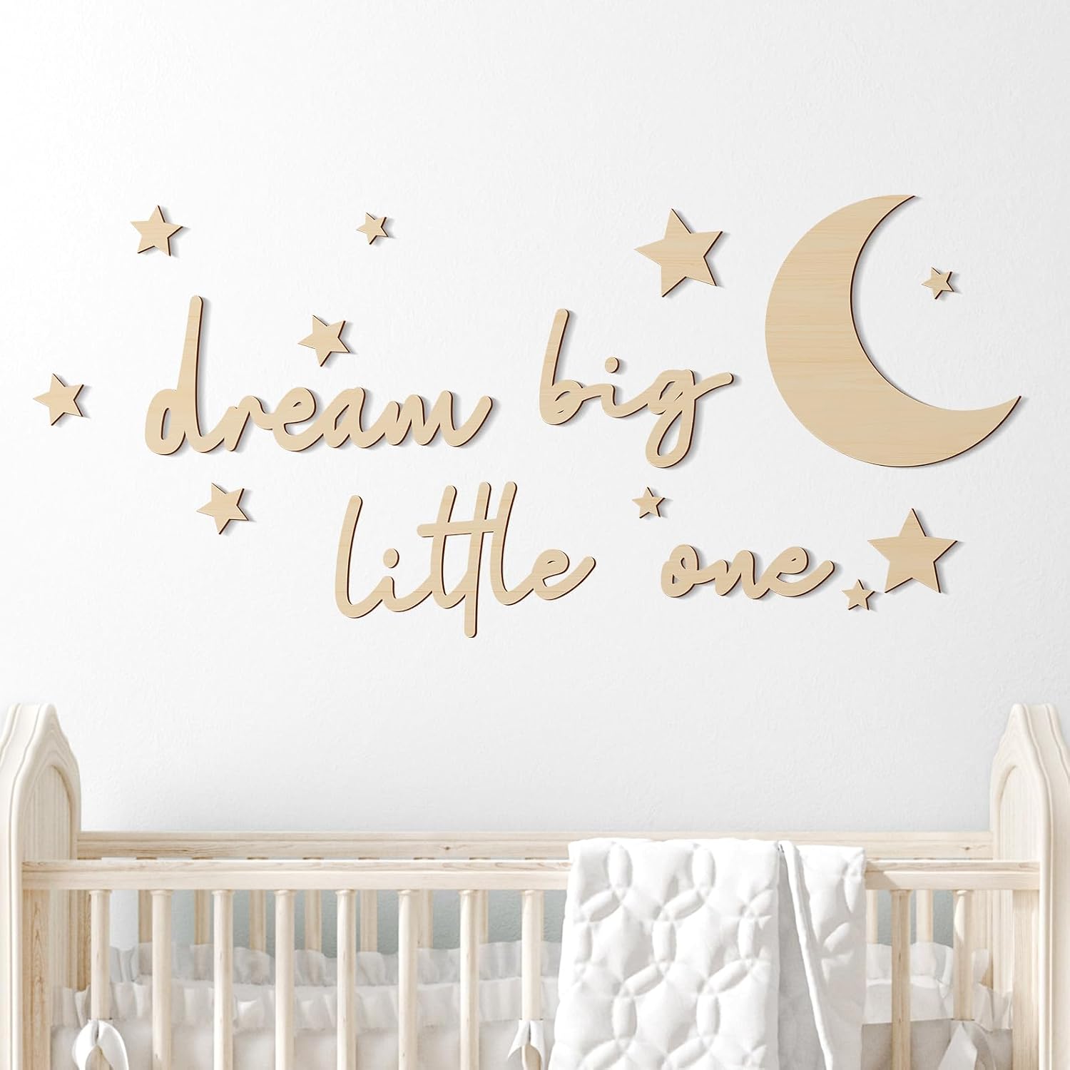15 Pcs Moon and Stars Nursery Decor Dream Big Little One Wall Decor Boho Neutral Babyroom Wall Art Nursery Sign for