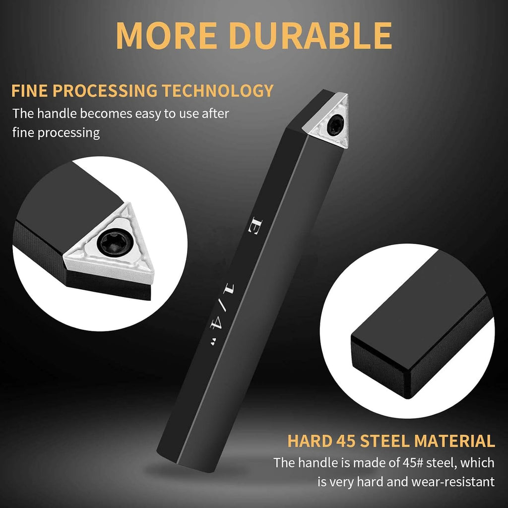 1/4" Indexable Carbide Turning Inserts Holder Set for Machining Lathes