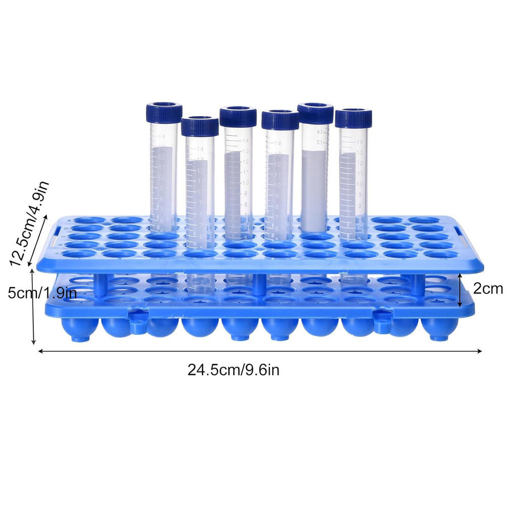 50 Port Test Tube Rack for Science Labs, 5-15ml Tube Holder, Pre-Assembled Classroom Equipment, Transparent DIY Craft