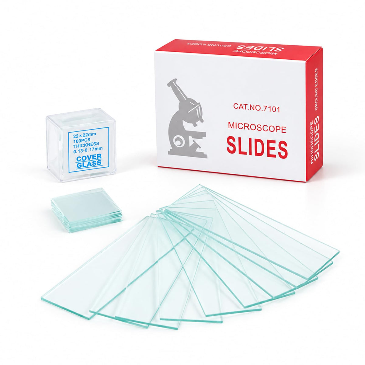 Microscope Slides Kit, 50pcs Blank Slides & 100pcs Coverslips Set