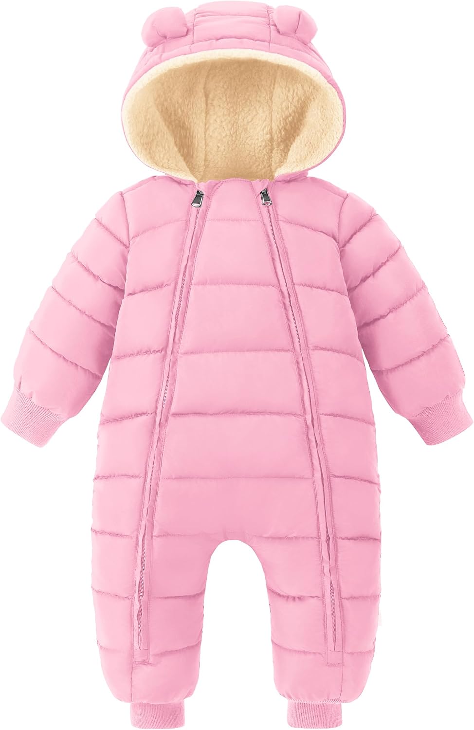 Baby Snowsuit Toddler Girl Clothes Cute Hooded Double Zipper Boys Winter Coat Unisex Romper for Infant