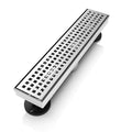 12 Inch Linear Shower Drain Rectangular Floor Drain with Accessories Square Hole Pattern Cover Grate Removable SUS304