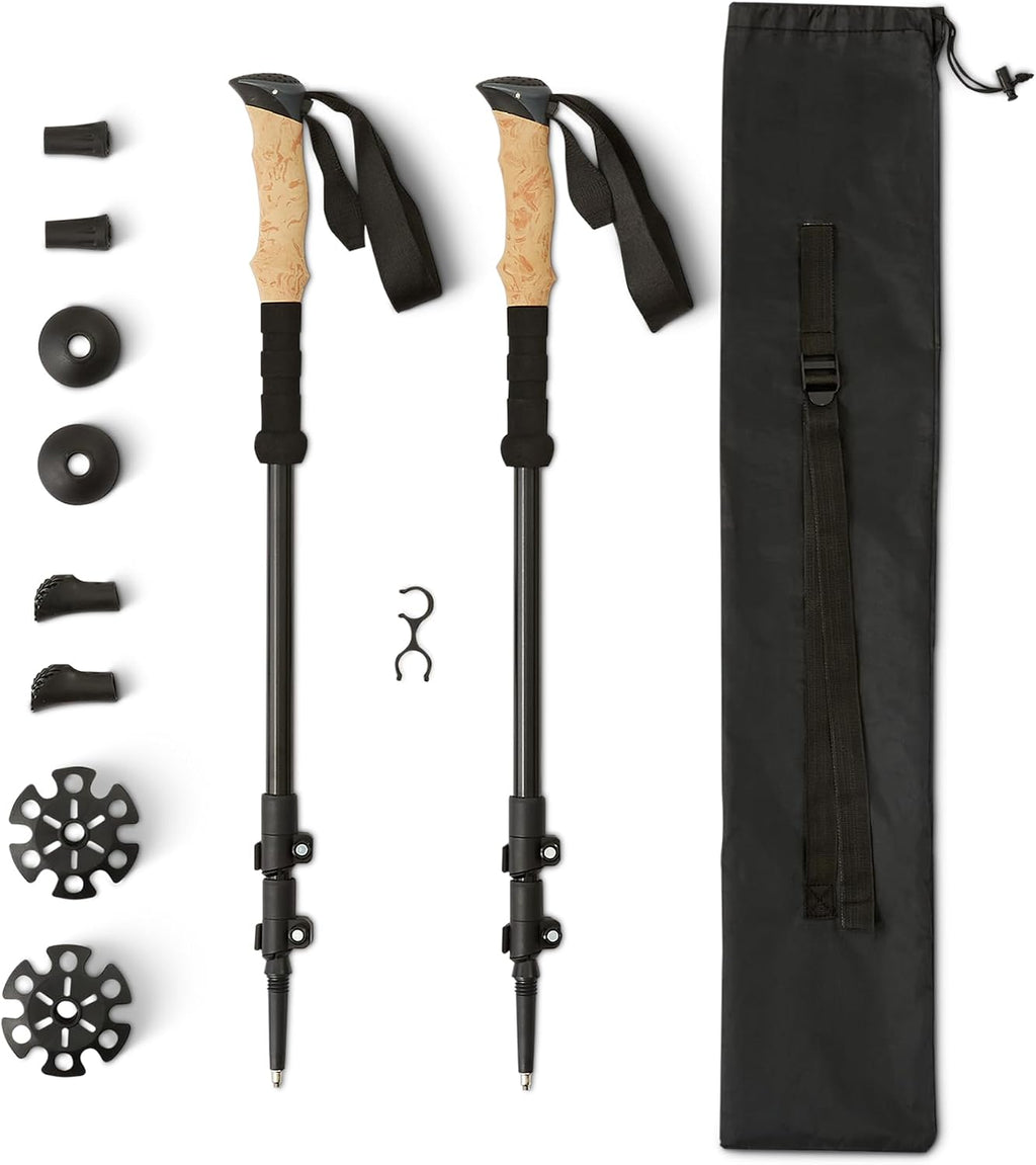 Trekking Poles, Lightweight Collapsible Hiking Sticks with Quick Lock, EVA Grip & All-Terrain Accessories, Adjustable