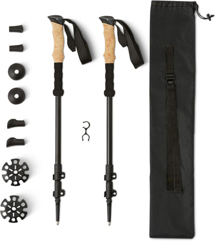 Trekking Poles, Lightweight Collapsible Hiking Sticks with Quick Lock, EVA Grip & All-Terrain Accessories, Adjustable
