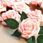 Pink Rose 50pcs Real Looking Artificial Flowers w/Stem