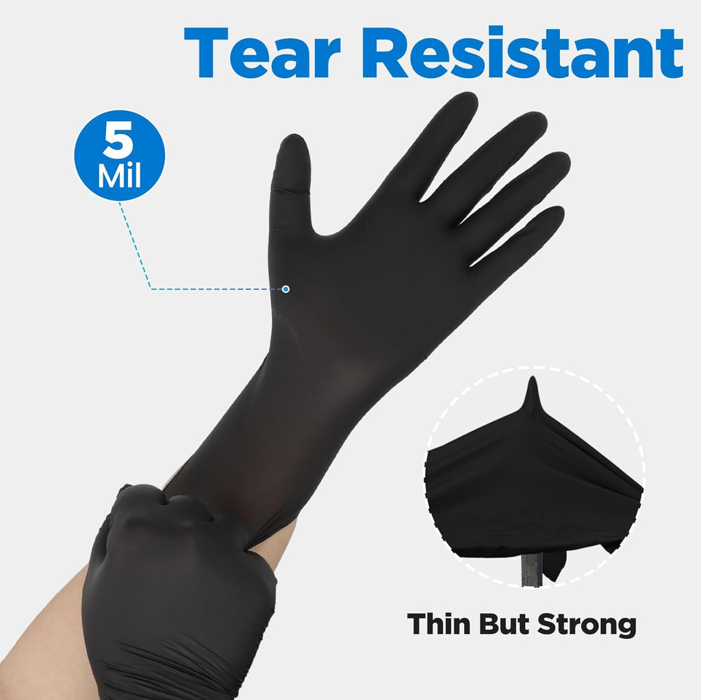 Food Grade 5 Mil Disposable Nitrile Gloves Large, 100Pcs