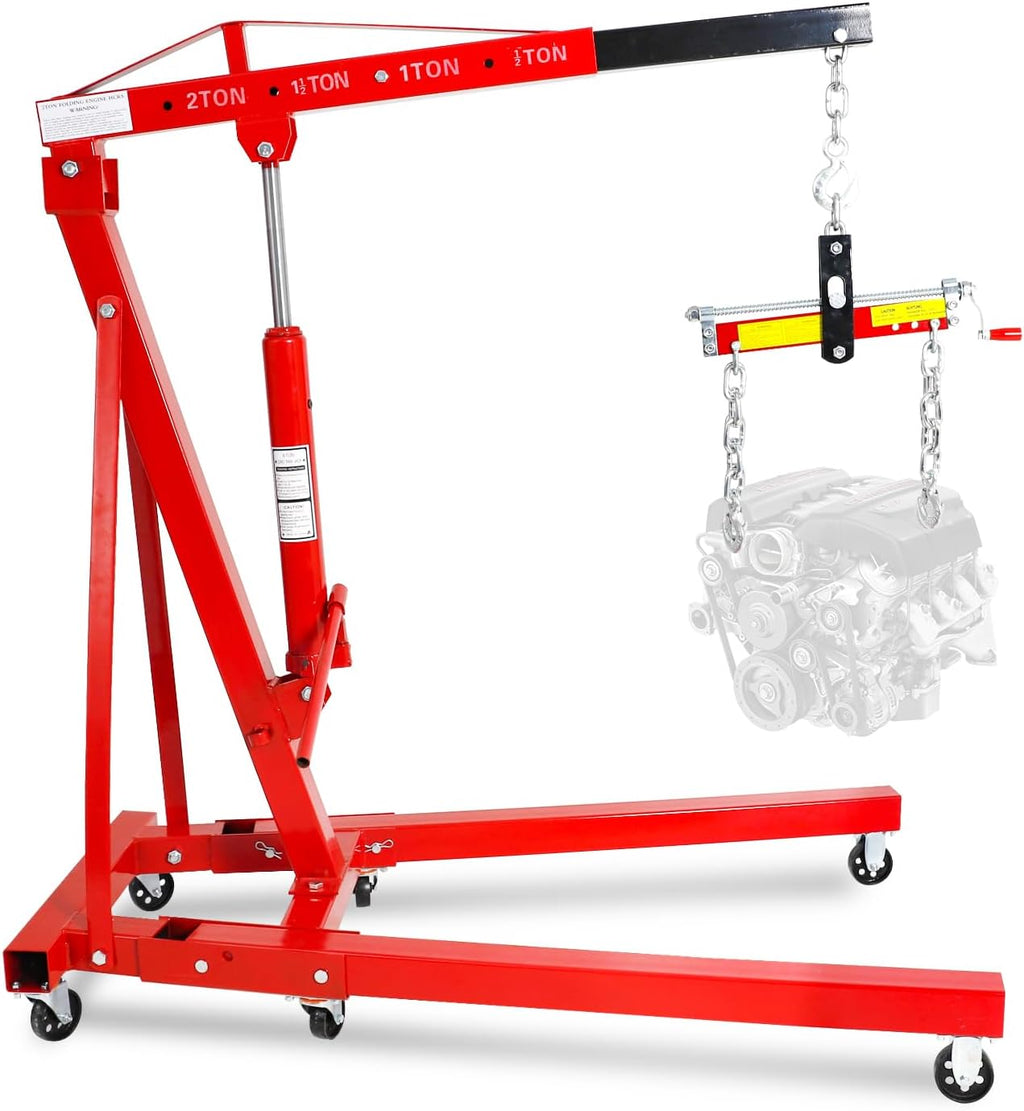 2Ton Hydraulic Engine Hoist with Load Leveler, Folding Cherry Picker