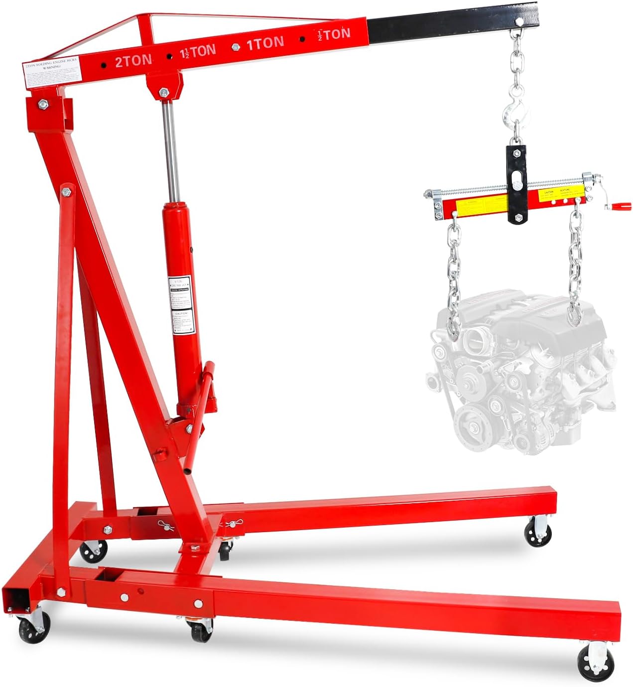 2Ton Hydraulic Engine Hoist with Load Leveler, Folding Cherry Picker