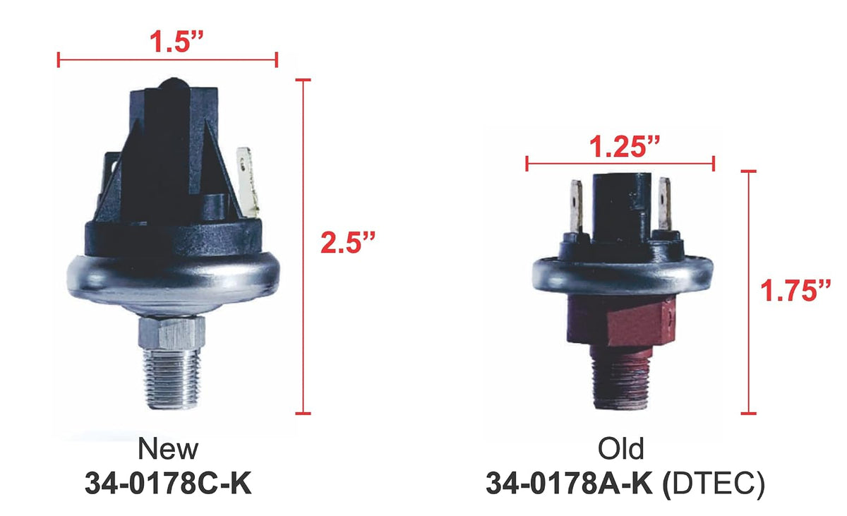 Small Hot Tub Spa Part Pressure Switch D-Tec 2 1/2" mpt 1 Amp Universal