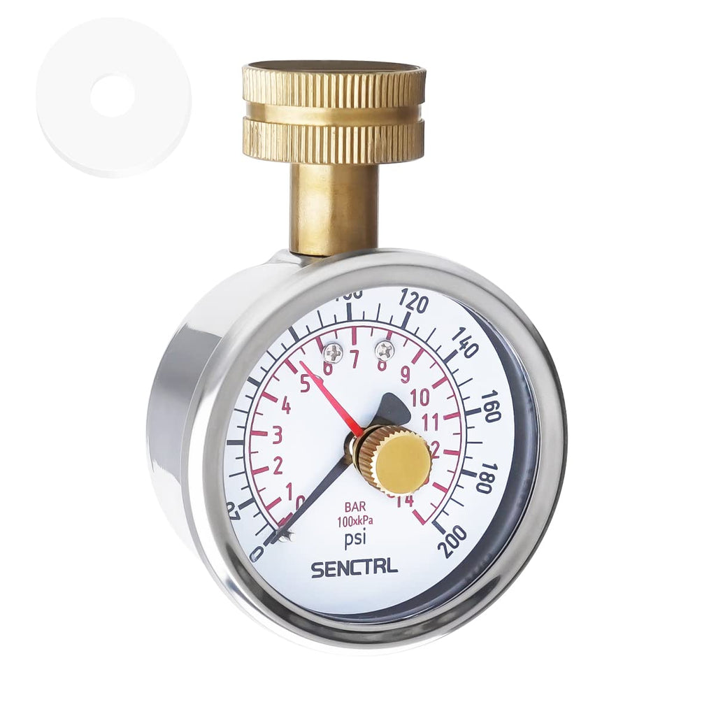 SENCTRL 0-200 Psi Lead-Free Water Pressure Gauge Test with Lazy Hand