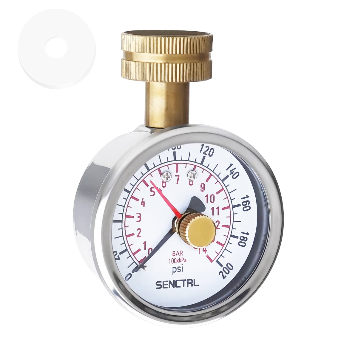 SENCTRL 0-200 Psi Lead-Free Water Pressure Gauge Test with Lazy Hand