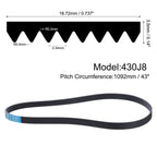 uxcell 430J8 PJ V-Ribbed Belt 8 Ribs 43" L x 0.74" W x 0.14" H, EPDM
