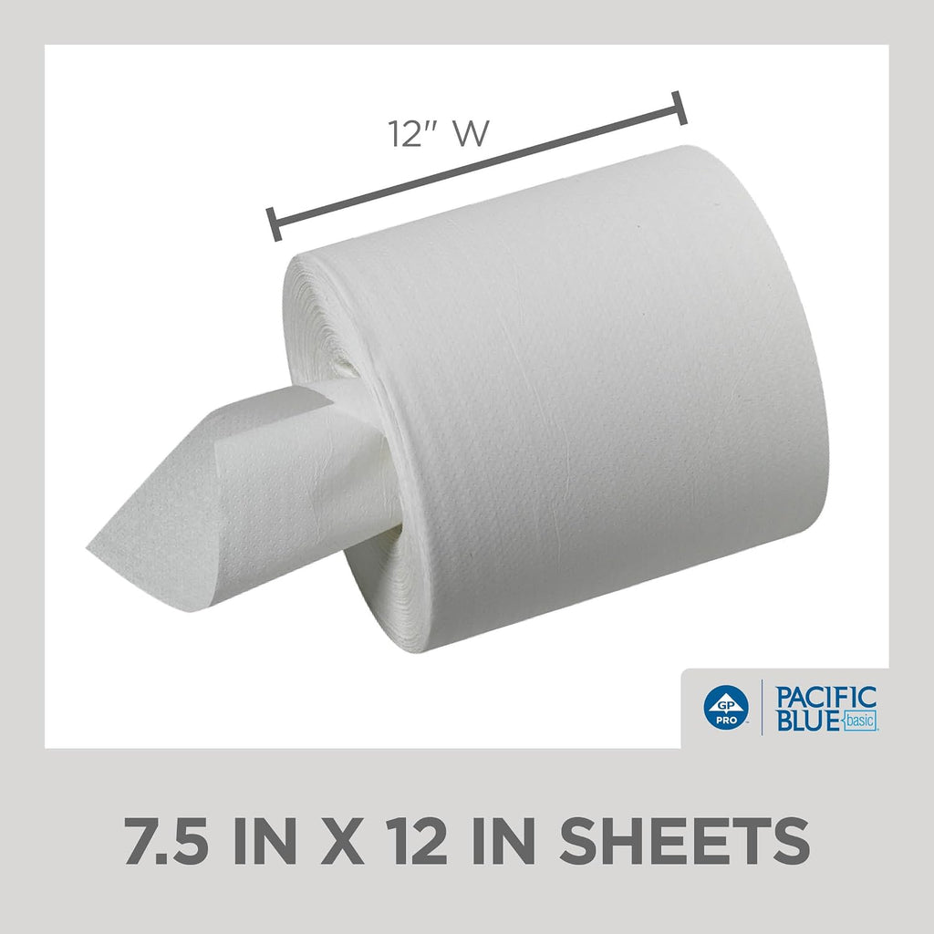 Pacific Blue Basic Centerpull 1-Ply Perforated Paper Towels by GP PRO (Georgia-Pacific), White, 44110, 1000 Sheets