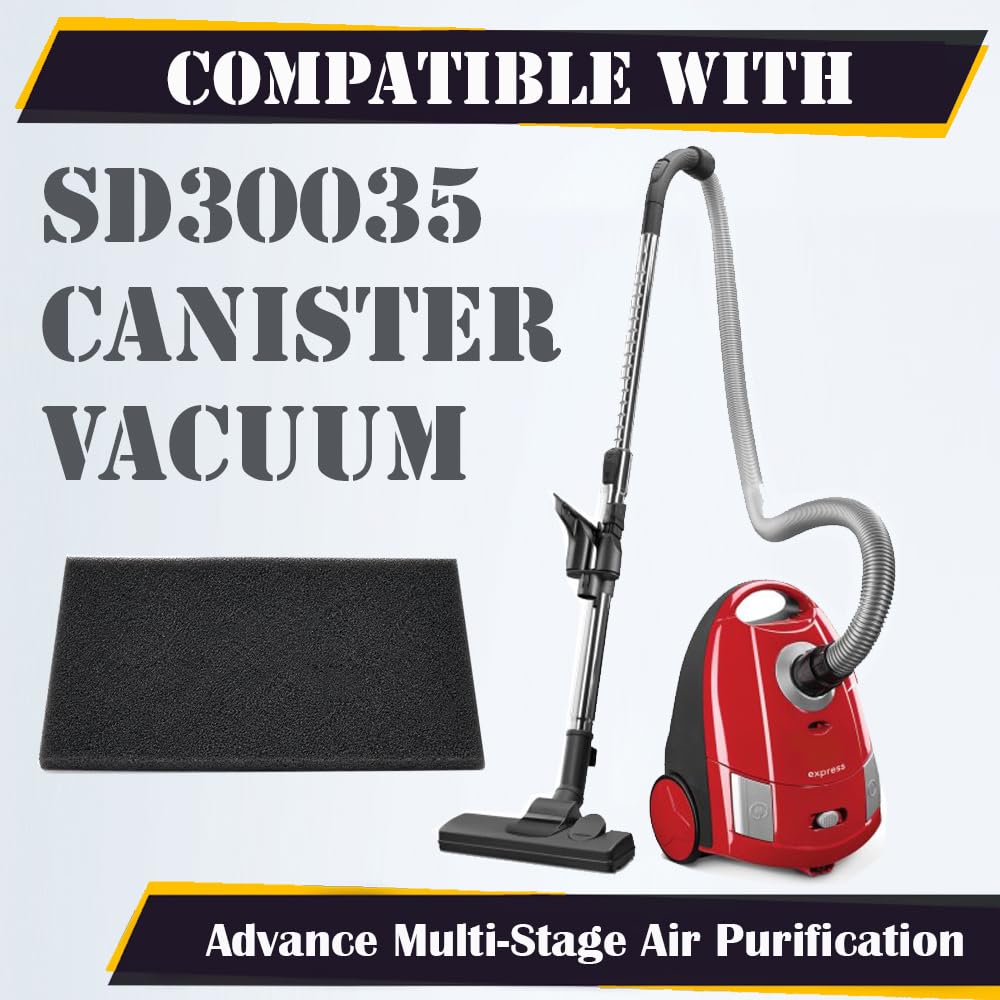 Replacement Exhaust Foam Filter compatible For Dirt Devil SD30035 Canister Vacuums, Washable, Reusable