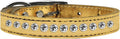 One Row Clear Crystal Metallic Leather Gold Dog Collar, 14"