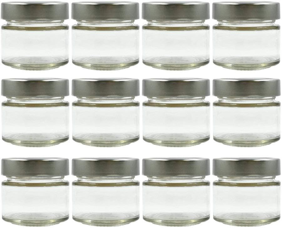 3oz 106ml Deep Lug Glass Jar with Metal Lid (Silver)