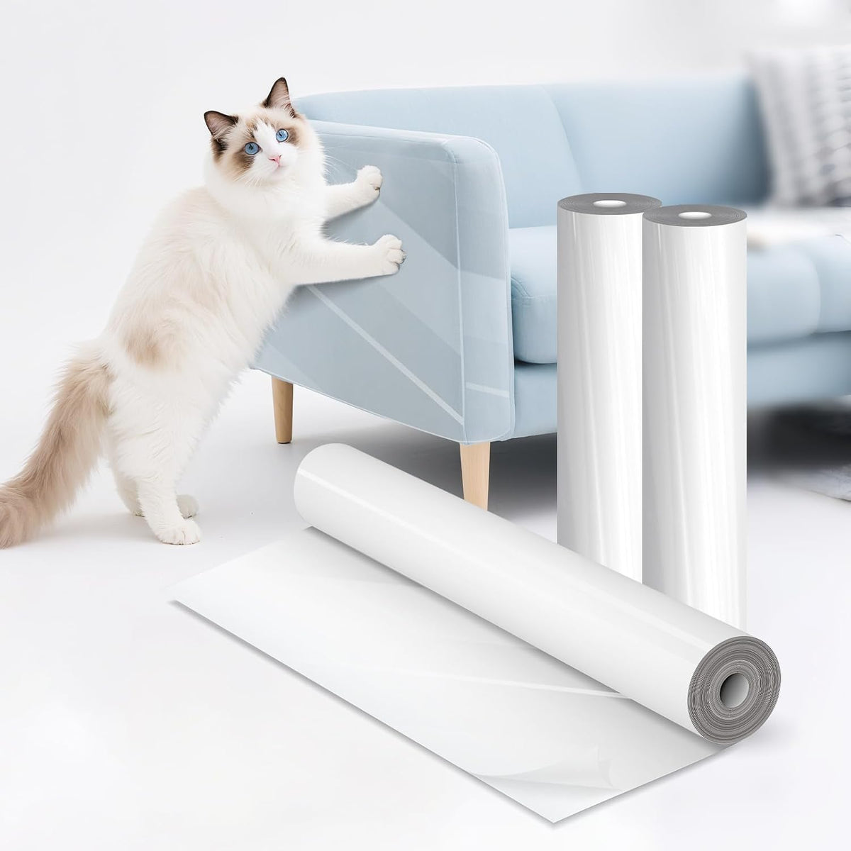 Anti Cat Scratch Furniture Protector,196.8" x 16.9" Couch Shield Against Cat Scratching,Thickened Transparent