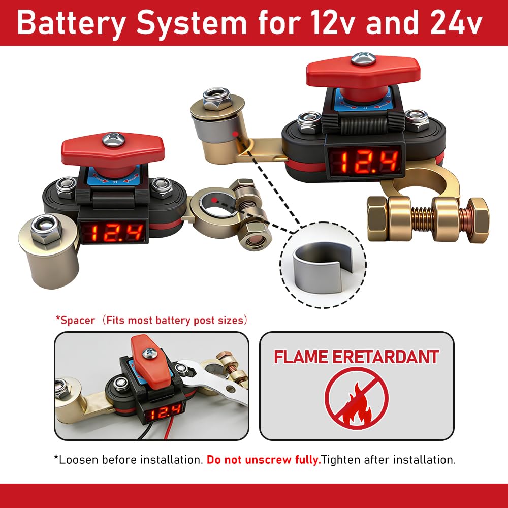 TAINECTC 2 Pcs Battery Disconnect Switch with LED for Battery Anti-Drain