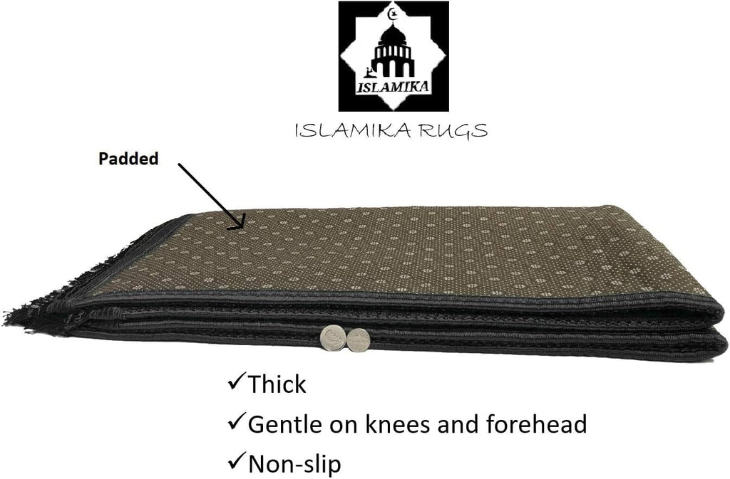 Prayer Rug Muslim Mat Islamic - Thick Large Sajadah for Kids Men Women with Islam Prayer Beads for Eid Travel