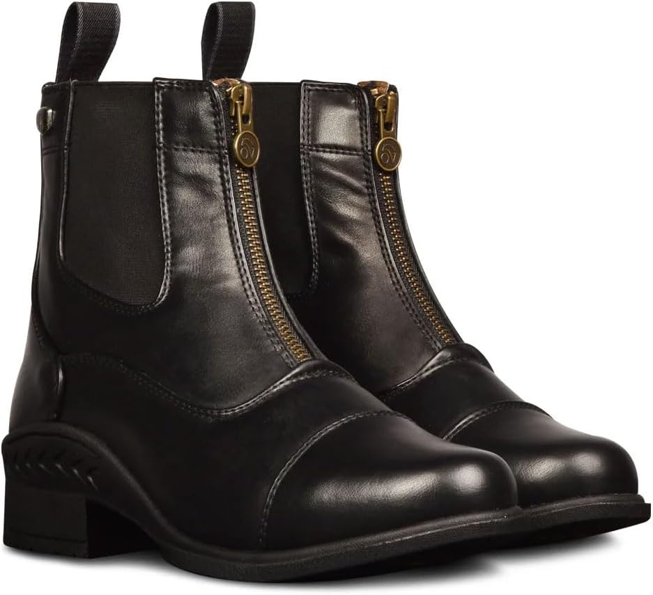 Kids' Quantum Zip Paddock Boots - Classic Style Lightweight Horse Riding Equestrian Footwear w/Front Zip, Unisex Fit