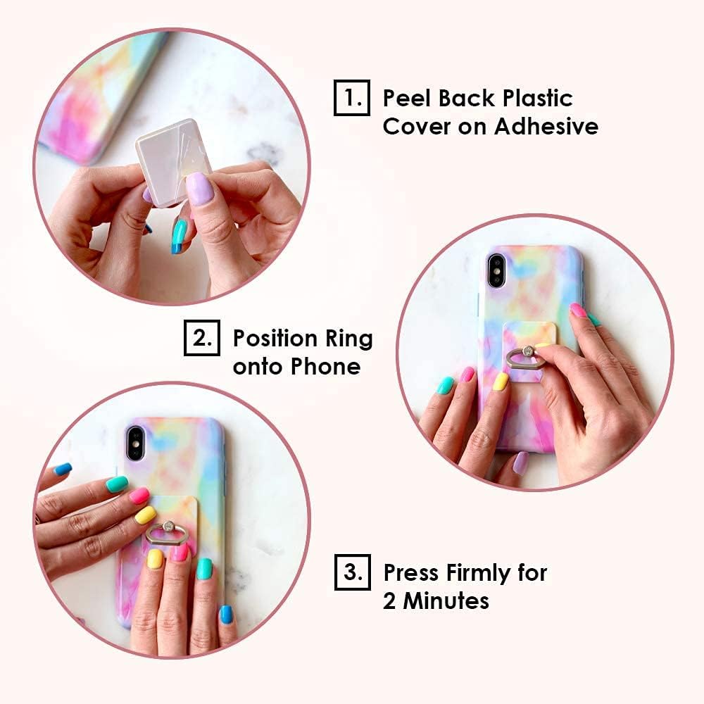 Cell Phone Ring Holder - Finger Ring & Stand - Improves Phone Grip Compatible with iPhone, Galaxy, Most Smartphones