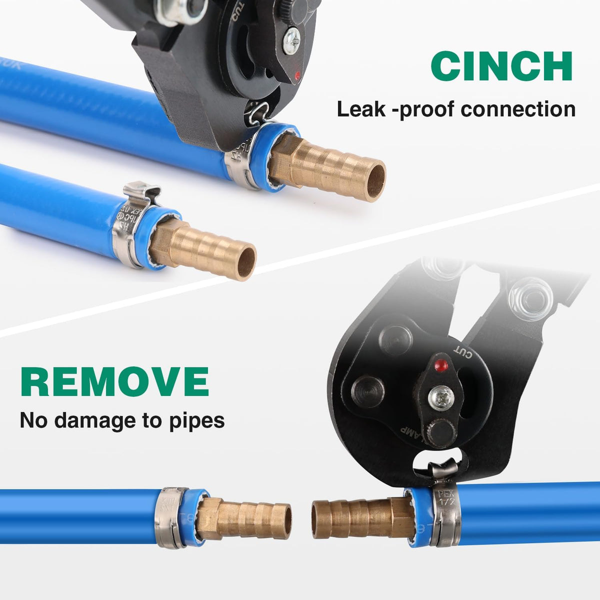 OURU PEX Crimping Tool Kit, Cinch & Remove, 3/8" to 1", Storage Box