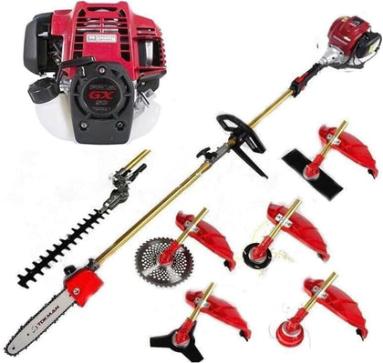 GX50 Gas Powered Brush Cutter 7 in 1 Dual line String Trimmer Grass Trimmer