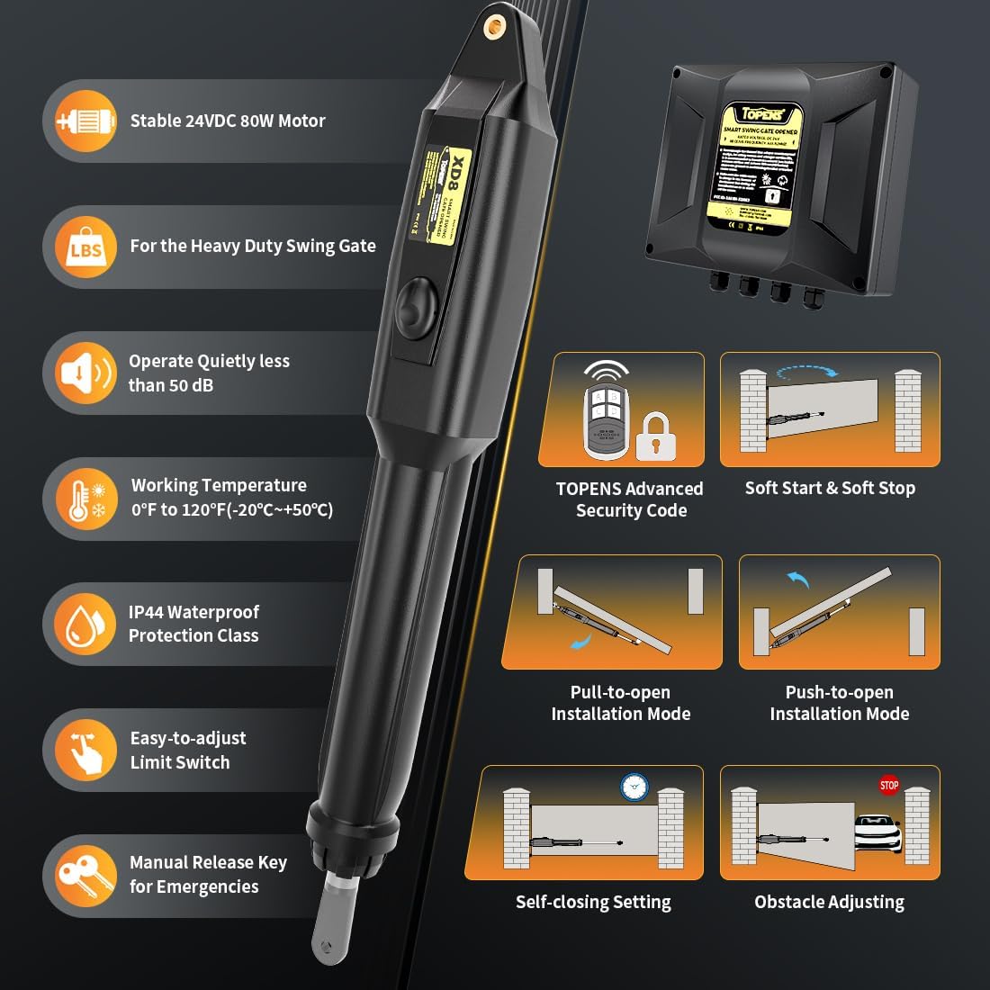 XD851S Smart Solar Single Swing Gate Opener Heavy Duty