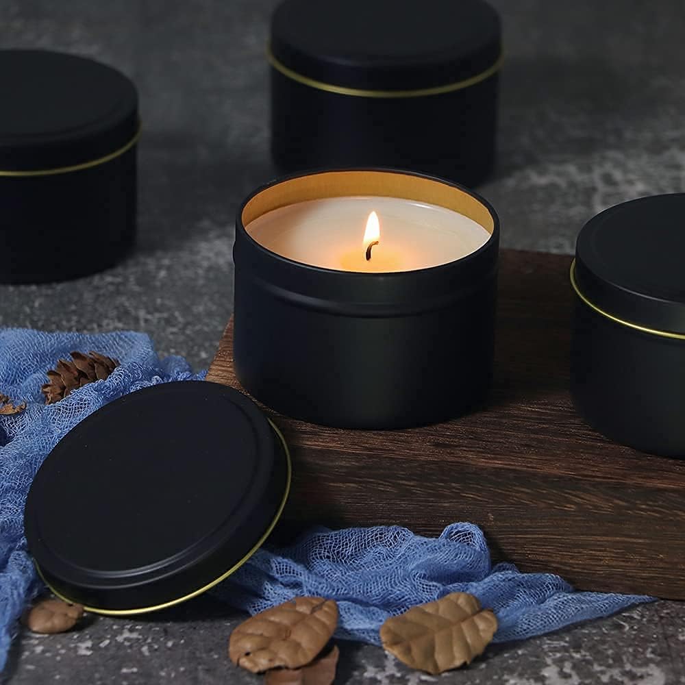 24 Pieces Black Candle Tins 4oz, Candle Jars,Bulk Candle Containers for Candle Making,Storage Jars,DIY Candle Making