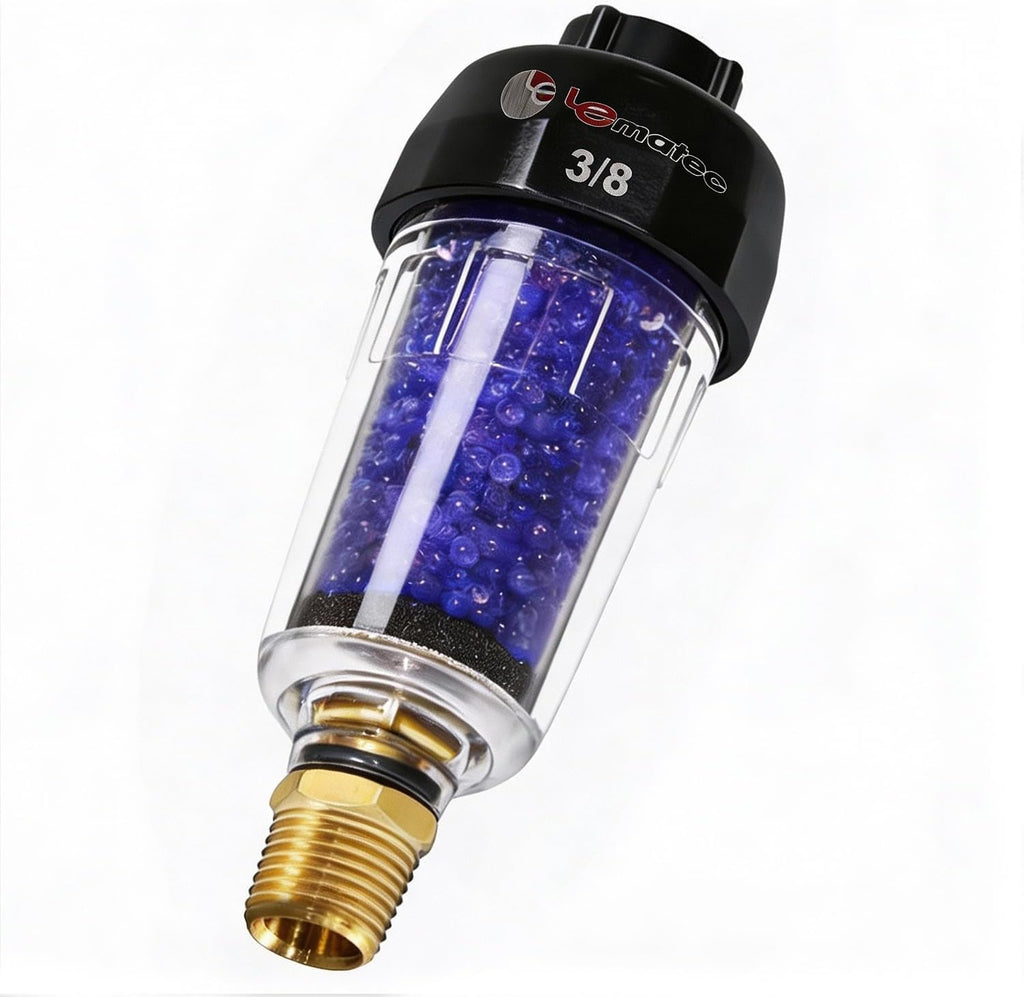 LE LEMATEC Compressed Air Dryer, Inline Desiccant Moisture Filter 3/8"