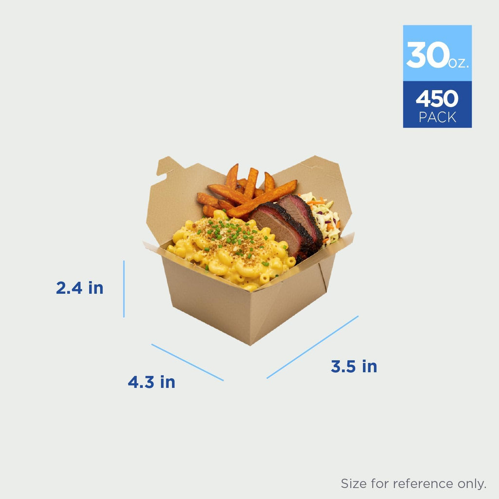 FP-FTG30K 30 fl.oz. 4.3" x 3.5" x 2.4" Fold-to-Go Box #1, Kraft (Pack of 450)