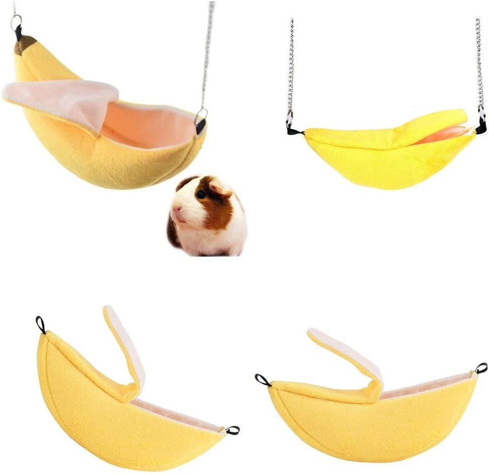 Banana Bed House, Hammock for Small Animal, Warm Bed House, Cage Nest for Sugar Glider Hamster Small Bird Pet (Banana)