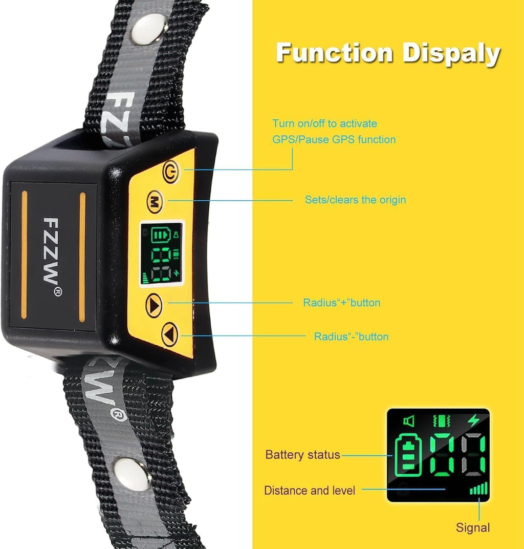Dog Wireless Fence Pet Electric GPS Fence Containment System, Adjustable Control Range Warning Strength, Wireless
