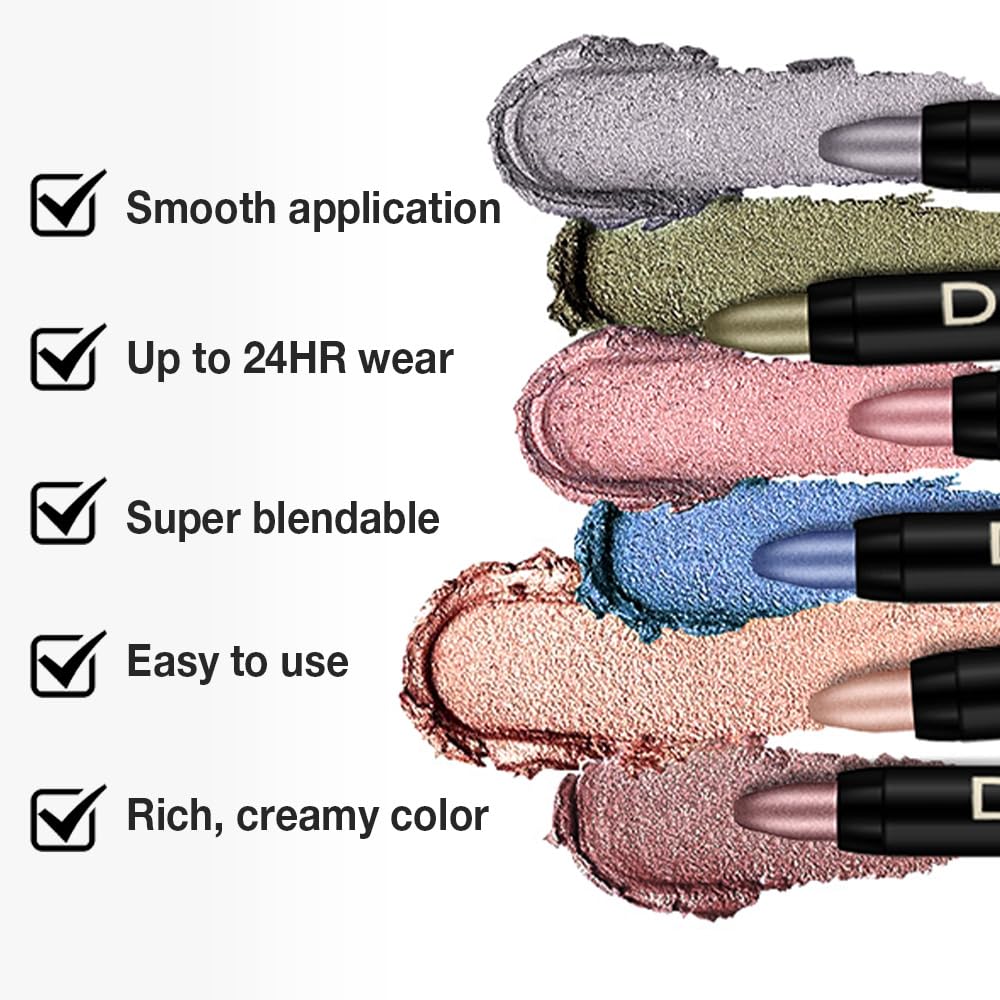 8Pcs Cream Eye Shadow Sticks Set, Matte Shimmer Eyeliner Pencil Eyeshadow Palette Makeup, Eye Highlighter Brightener