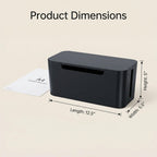 Eichzer Cable Management Box with Lid, Three Entry/Exit Slots, Black
