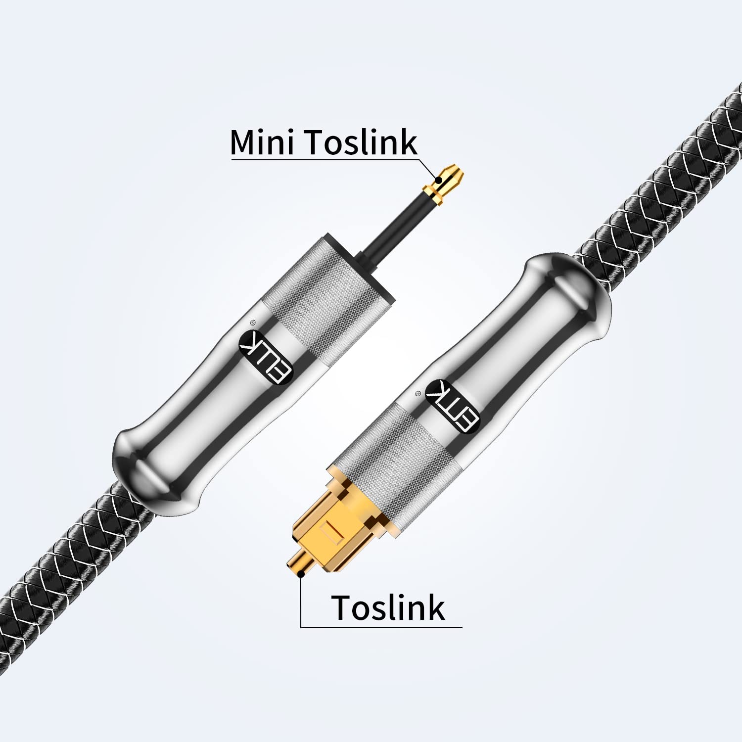 24K Gold-Plated Toslink to Mini Toslink Cable (6ft/2M) - Digital Optical Audio Cable with 3.5mm Mini Plug for