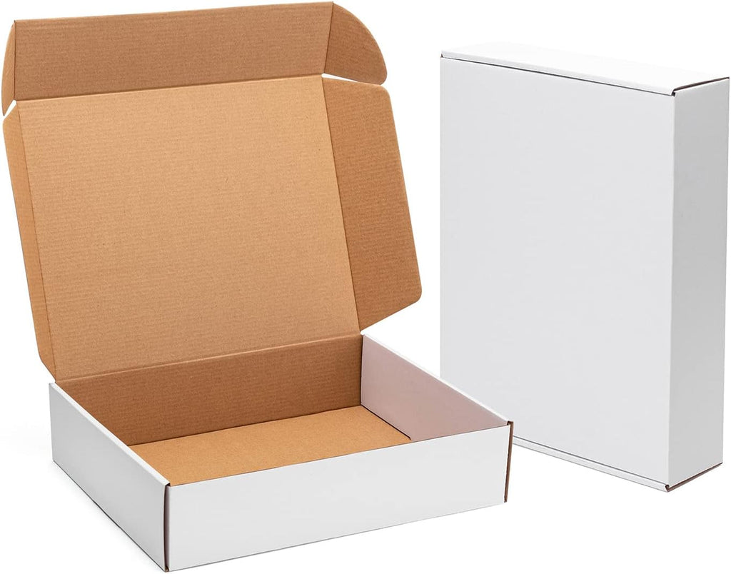 Shipping Boxes 13x10x3 Inches 20 Pack White Corrugated Cardboard Mailing Box for Small Business, Tab Locking