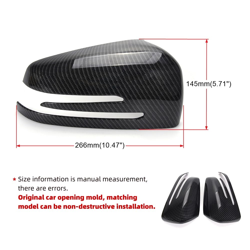 Side Mirror Cap Covers Compatible with Mercedes Benz Carbon Fiber Pattern
