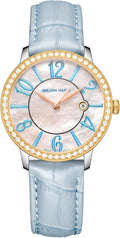 Dainty Watches for Women, Mother-of-Pearl Dial and Swiss Quartz Movement, Ladies Watch with Leather Strap