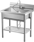 Stainless Steel Utility Sink, Commercial Kitchen Single Bowl Sink