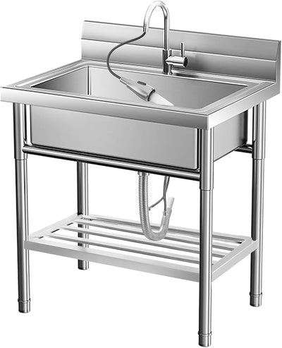 Stainless Steel Utility Sink, Commercial Kitchen Single Bowl Sink