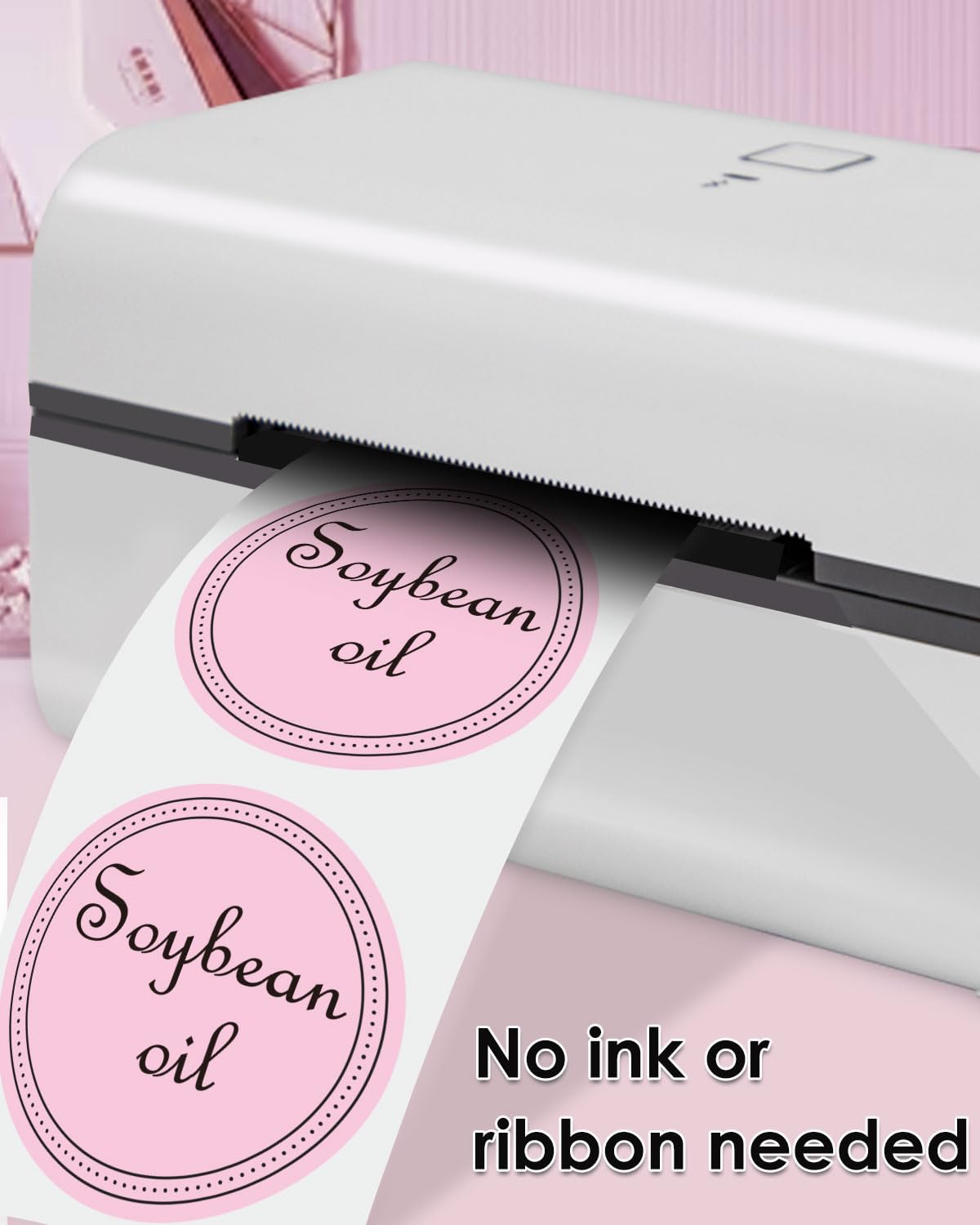 3 Inch Pink Circle Thermal Labels, Durable Round Thermal Label