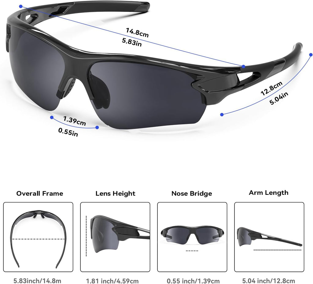 Polarized Sports Sunglasses for Men Women Youth Baseball Fishing Cycling Running Golf Motorcycle Tac Glasses UV400