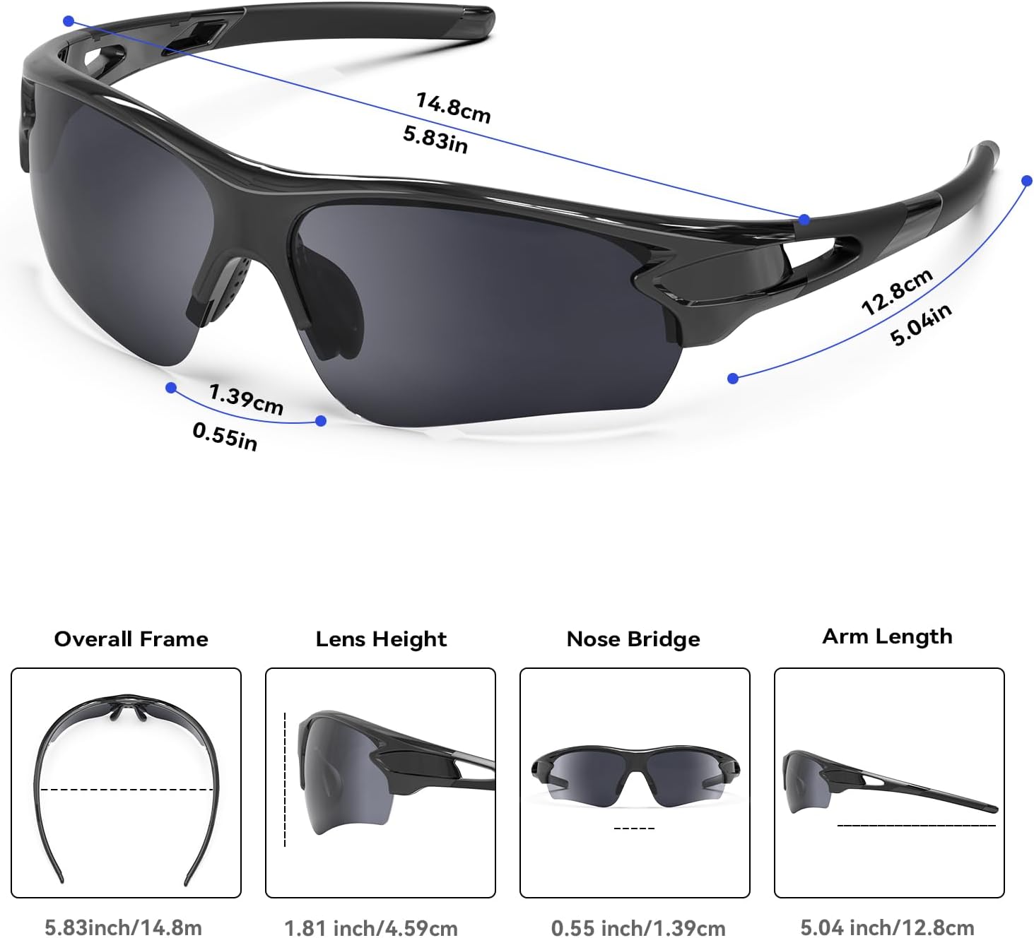 Polarized Sports Sunglasses for Men Women Youth Baseball Fishing Cycling Running Golf Motorcycle Tac Glasses UV400
