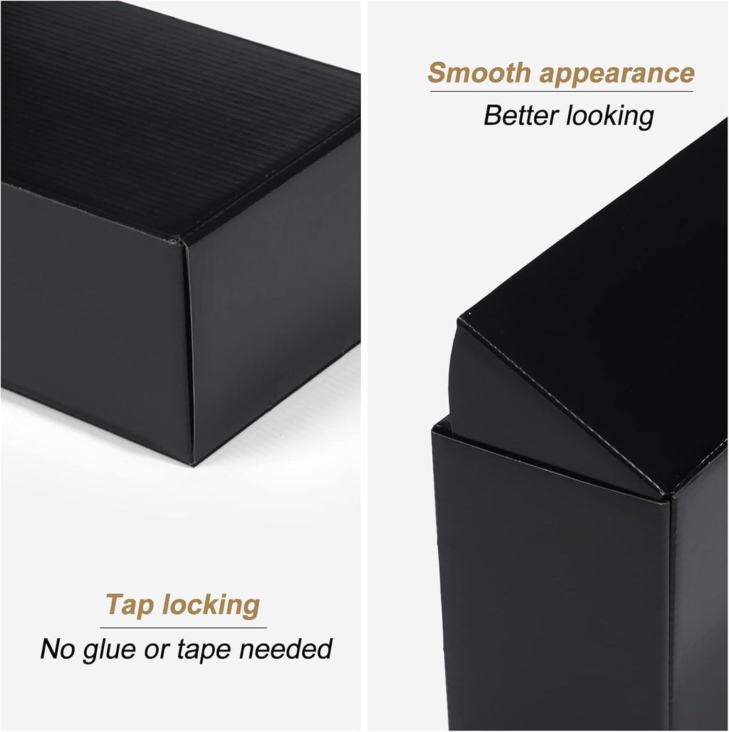 9x6x4 Black Small Shipping Boxes, 20 Packs Corrugated Cardboard Mailer Boxes for Packaging Small Business Mailing