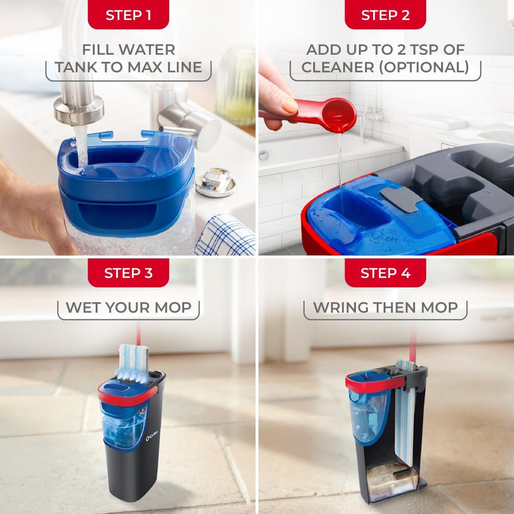 O-Cedar H2prO Flat Mop System | Quick Everyday Cleaning | Dual-Tank Fresh Water System | Machine Washable Reusable