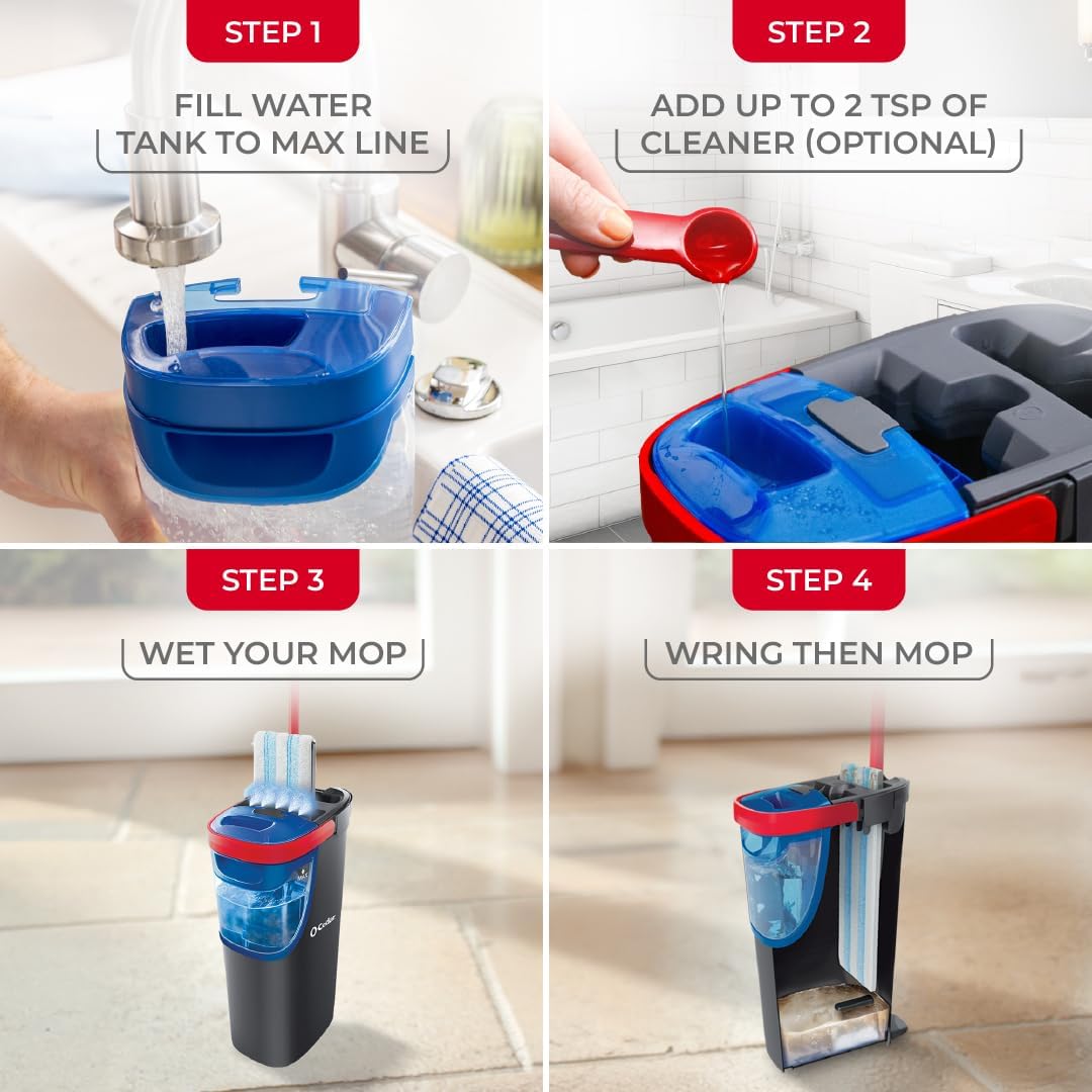 O-Cedar H2prO Flat Mop System | Quick Everyday Cleaning | Dual-Tank Fresh Water System | Machine Washable Reusable